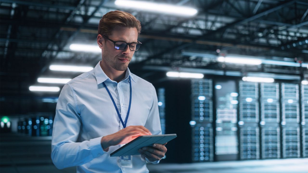 A worker in a data center.