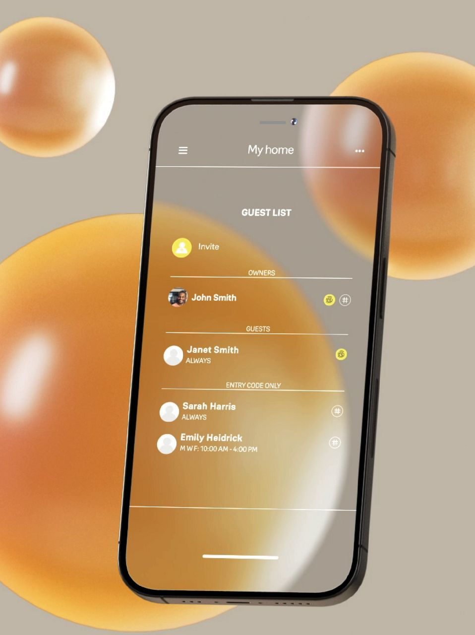 Yale home app met overzicht gasten die toegang hebben tot woning